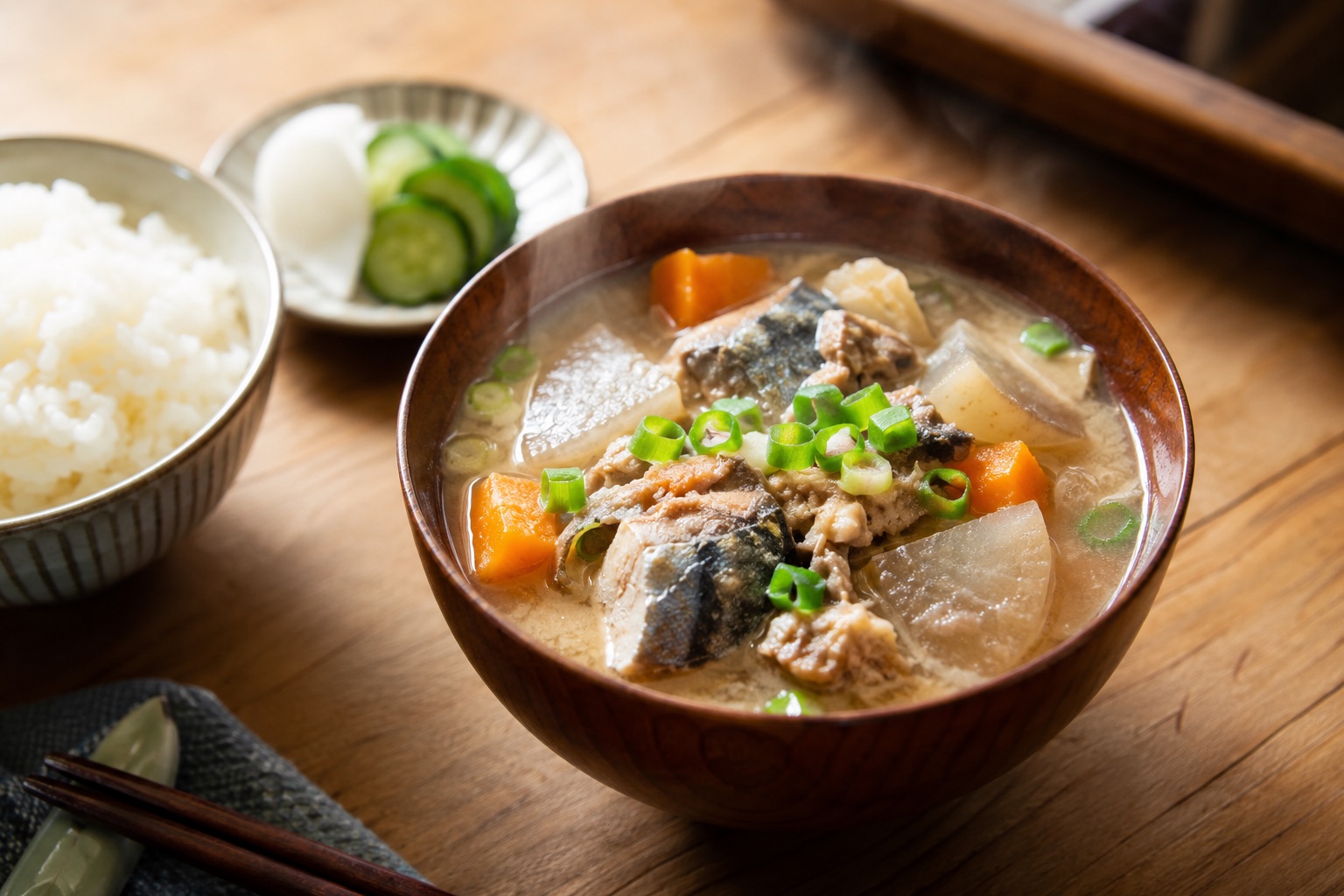 サバ缶の味噌汁(鯖・大根・人参・小ねぎ入り)